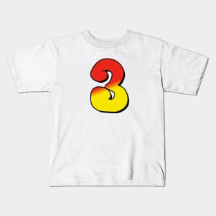 Number 3 red / yellow Kids T-Shirt